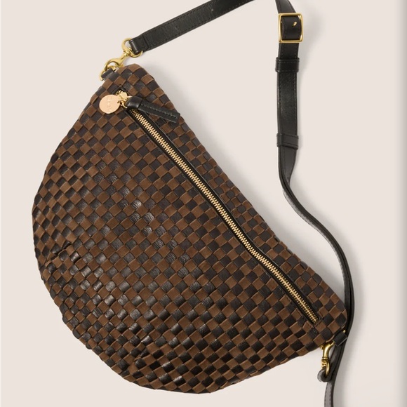 Clare V. Grande Fanny Black/Chocolate Woven Checker - Picture 1 of 6